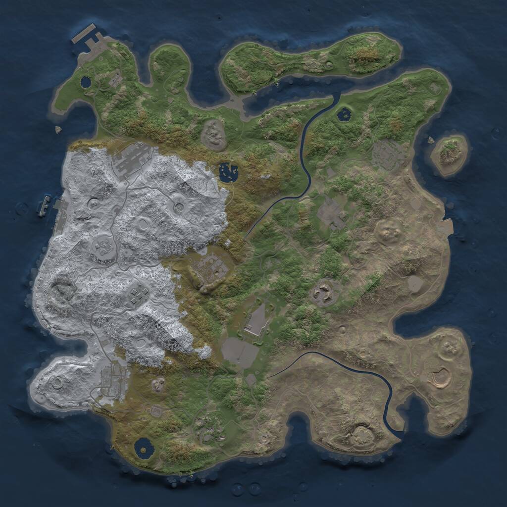 Rust Map: Procedural Map, Size: 3750, Seed: 115591525, 17 Monuments