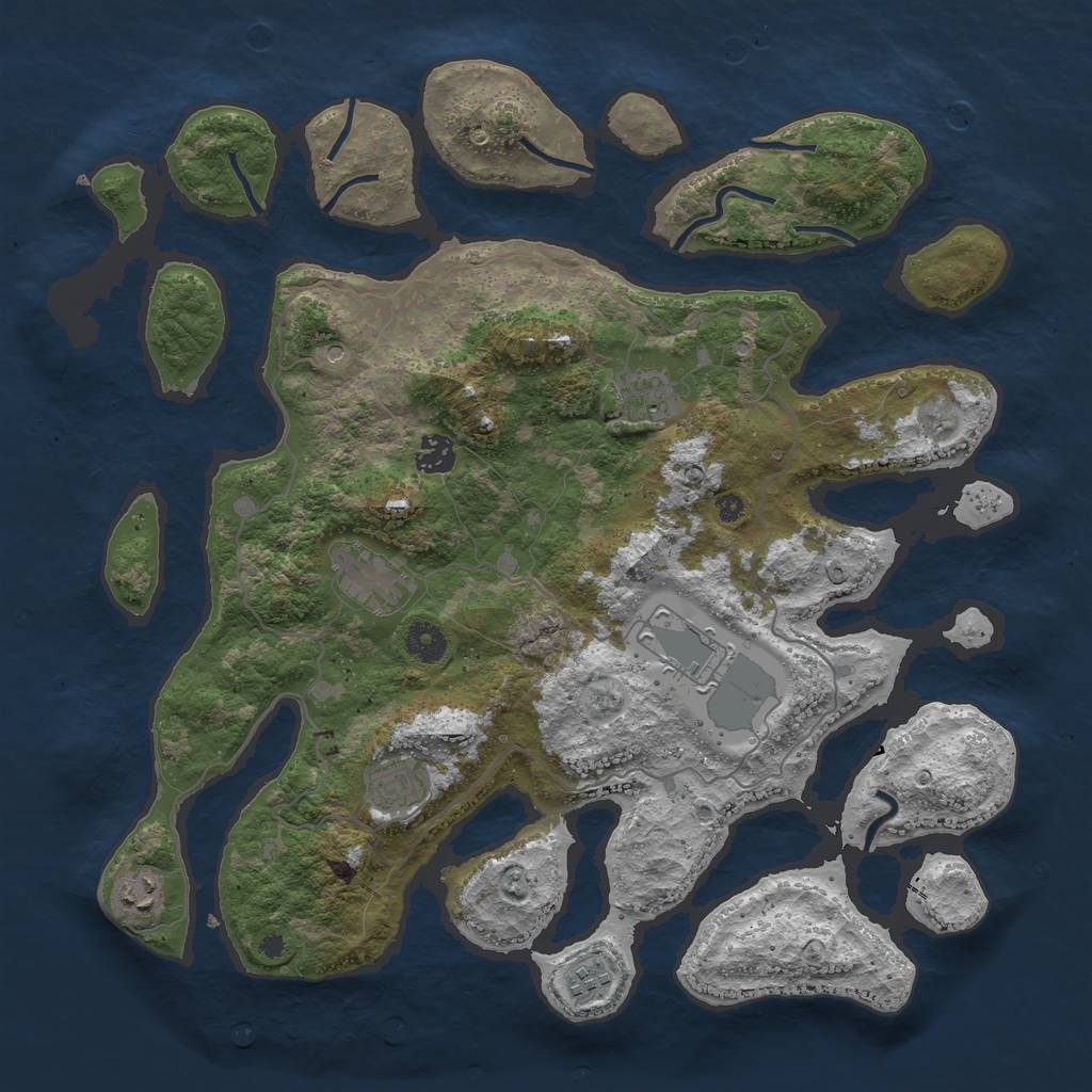 Rust Map: Procedural Map, Size: 4000, Seed: 321321, 10 Monuments