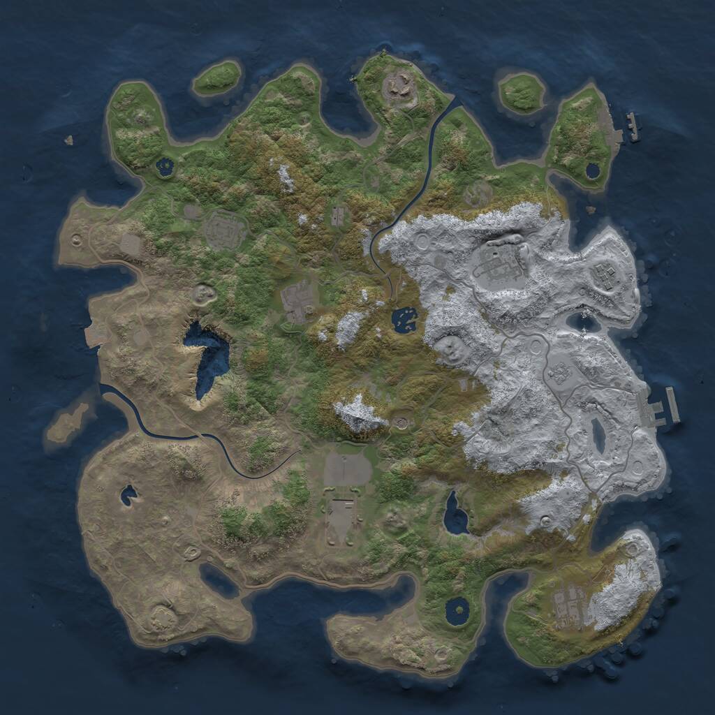 Rust Map: Procedural Map, Size: 4000, Seed: 691798, 14 Monuments
