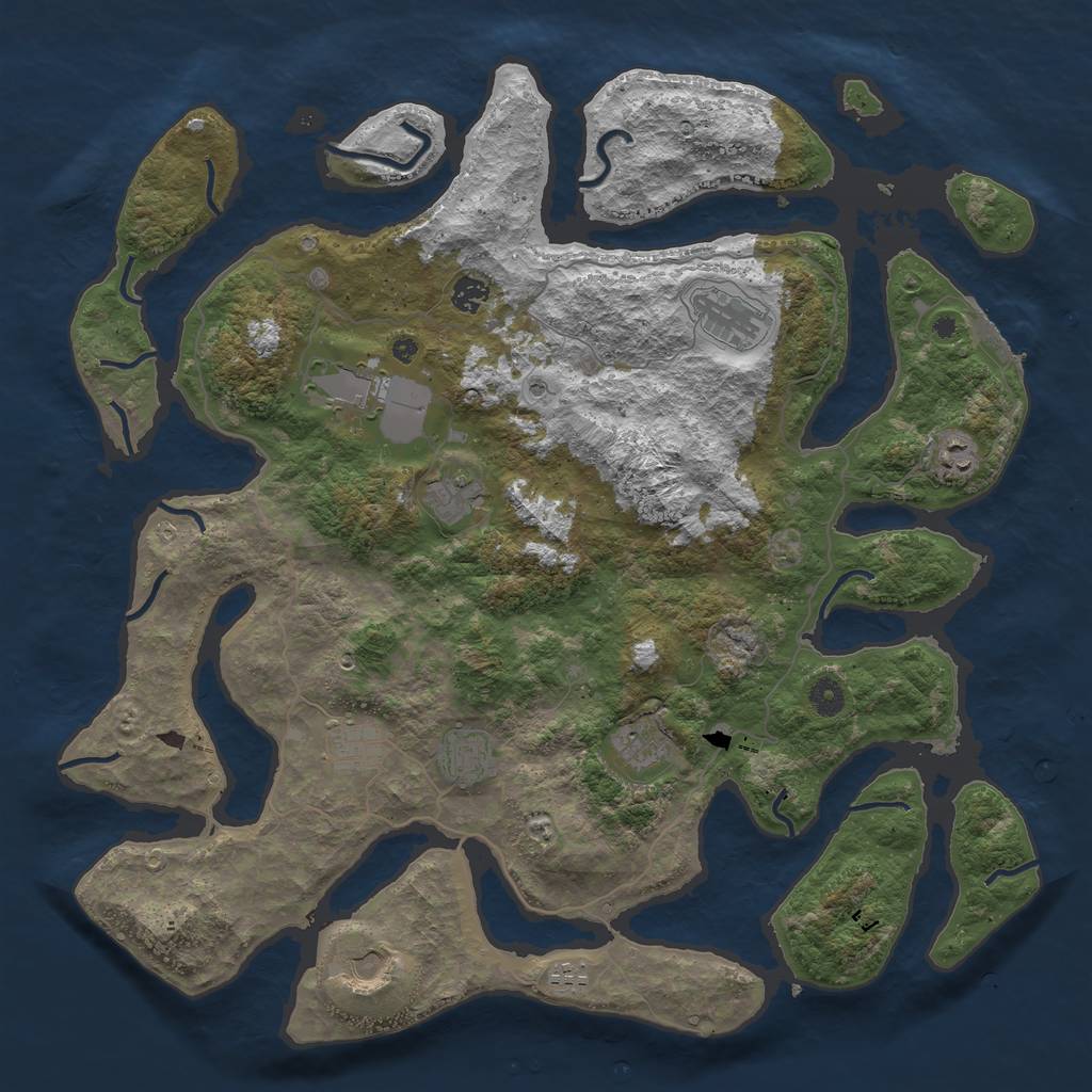 Rust Map: Procedural Map, Size: 4500, Seed: 861353476, 14 Monuments