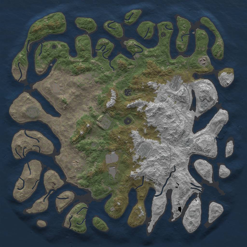 Rust Map: Procedural Map, Size: 5000, Seed: 6986, 14 Monuments