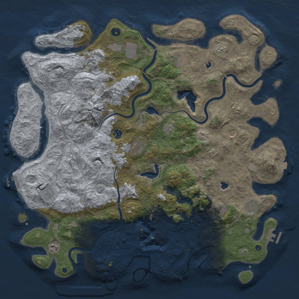 Rust Map: Procedural Map, Size: 5000, Seed: 7500, 17 Monuments