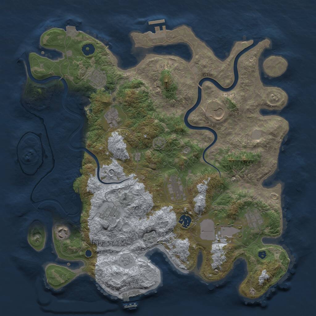 Rust Map: Procedural Map, Size: 3900, Seed: 1119709545, 16 Monuments