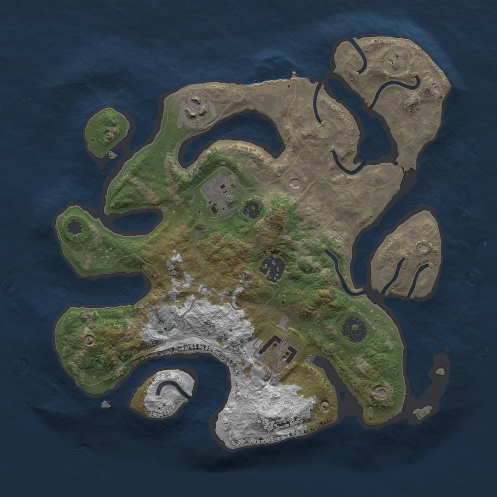 Rust Map: Procedural Map, Size: 3000, Seed: 1104355694, 8 Monuments