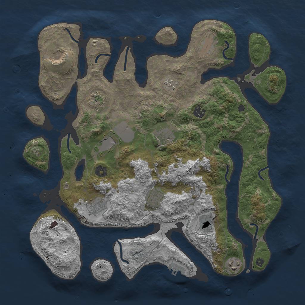 Rust Map: Procedural Map, Size: 3800, Seed: 5209745, 15 Monuments