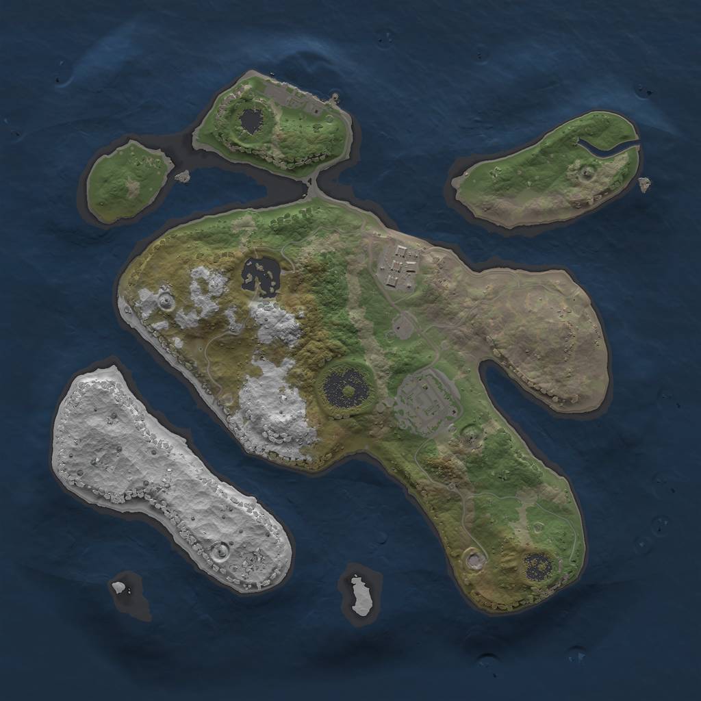 Rust Map: Procedural Map, Size: 2500, Seed: 864189067, 6 Monuments
