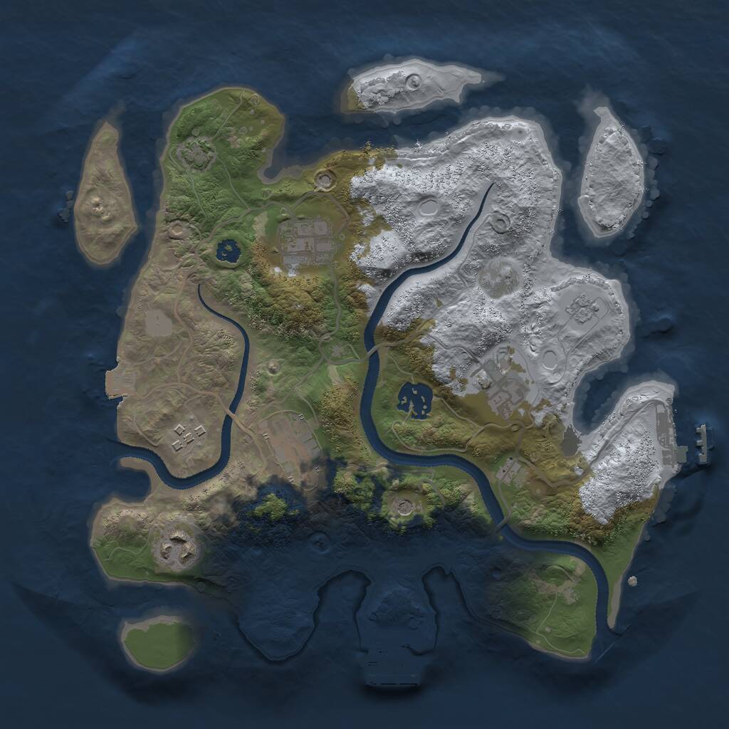 Rust Map: Procedural Map, Size: 3000, Seed: 1398542414, 12 Monuments