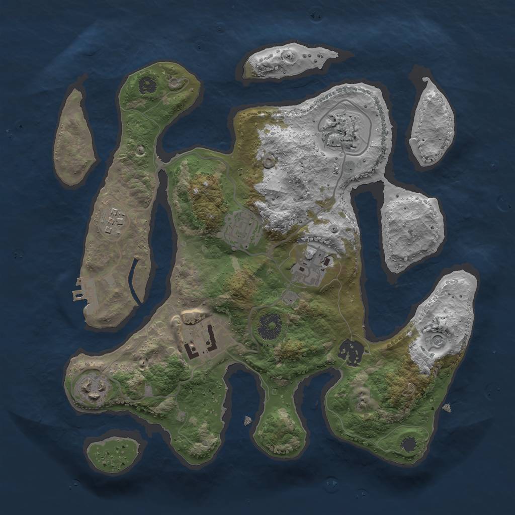 Rust Map: Procedural Map, Size: 3000, Seed: 1398542414, 11 Monuments