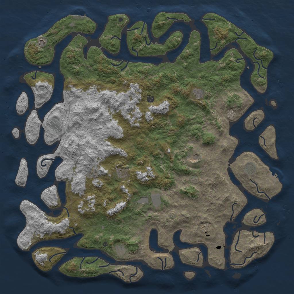 Rust Map: Procedural Map, Size: 6000, Seed: 36296104, 16 Monuments