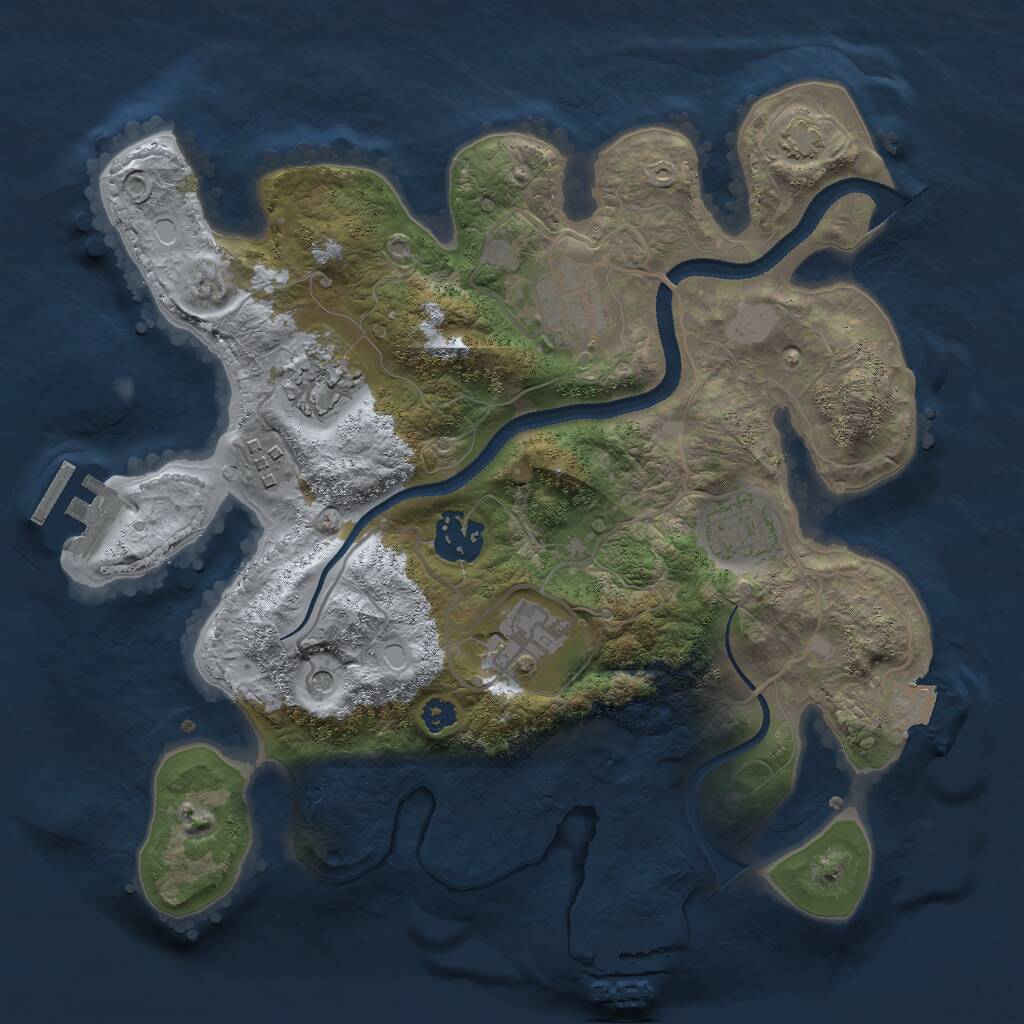 Rust Map: Procedural Map, Size: 3000, Seed: 2112, 11 Monuments