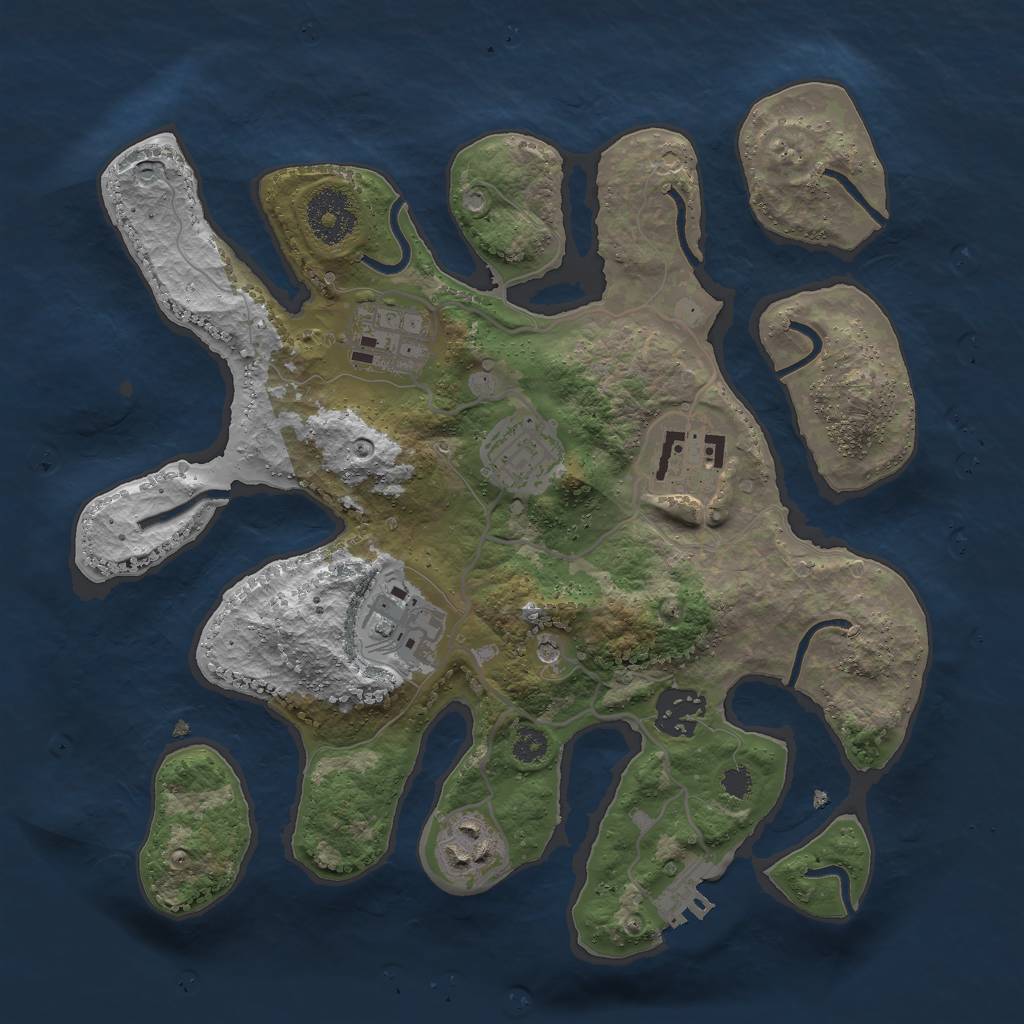 Rust Map: Procedural Map, Size: 3000, Seed: 2112, 10 Monuments