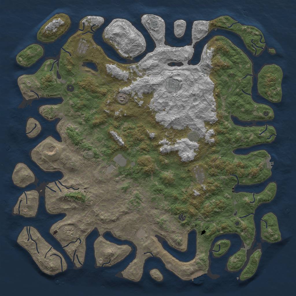 Rust Map: Procedural Map, Size: 6000, Seed: 9874837, 16 Monuments