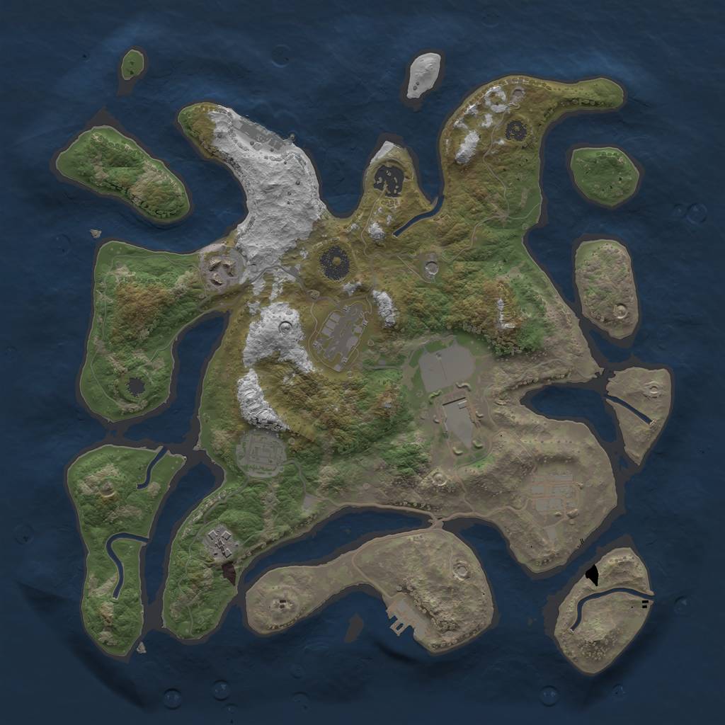 Rust Map: Procedural Map, Size: 3500, Seed: 1953340698, 12 Monuments