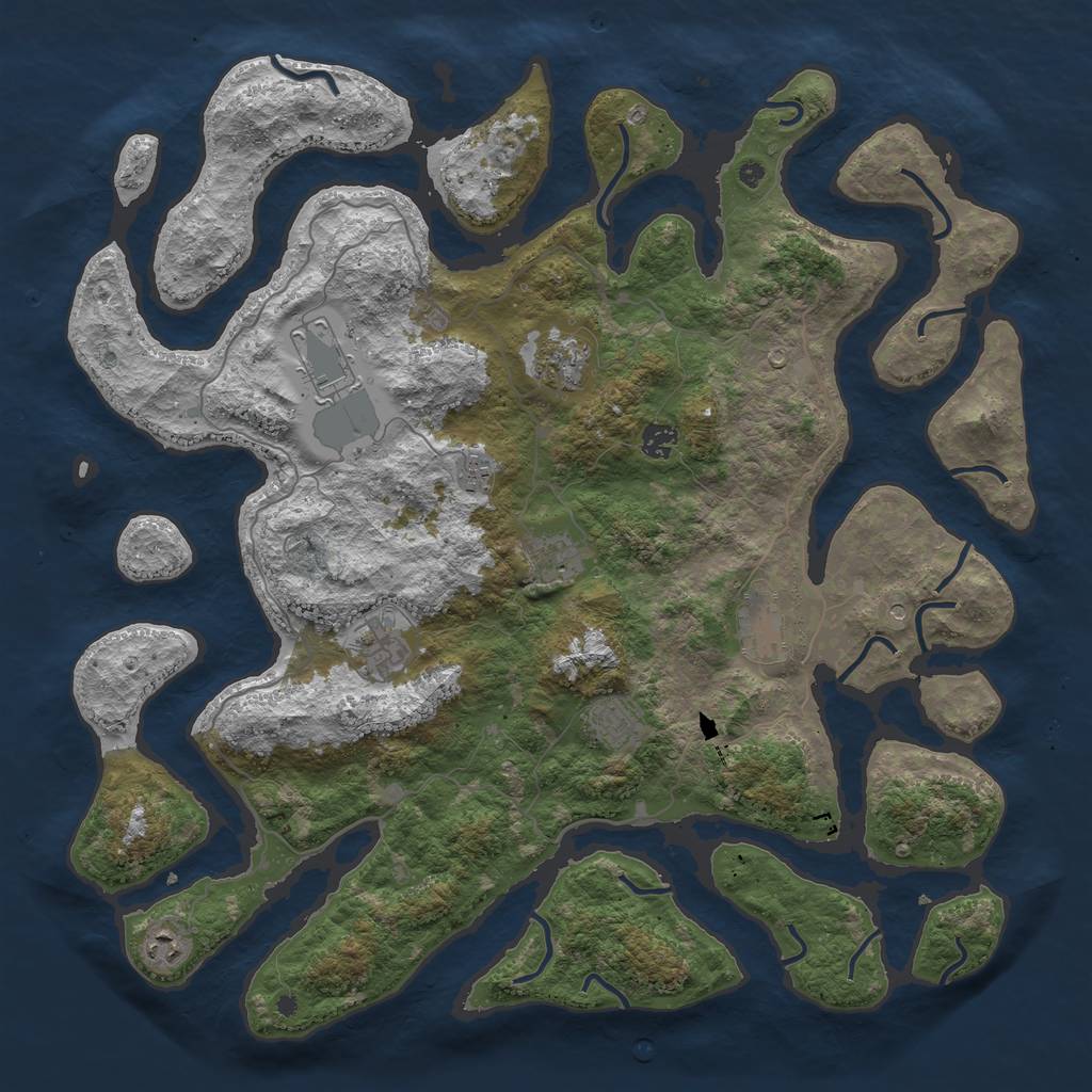 Rust Map: Procedural Map, Size: 4500, Seed: 23816, 12 Monuments