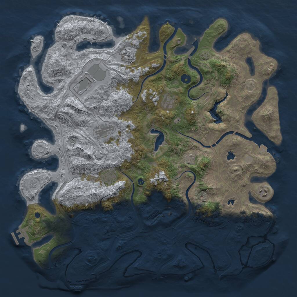 Rust Map: Procedural Map, Size: 4500, Seed: 23816, 13 Monuments
