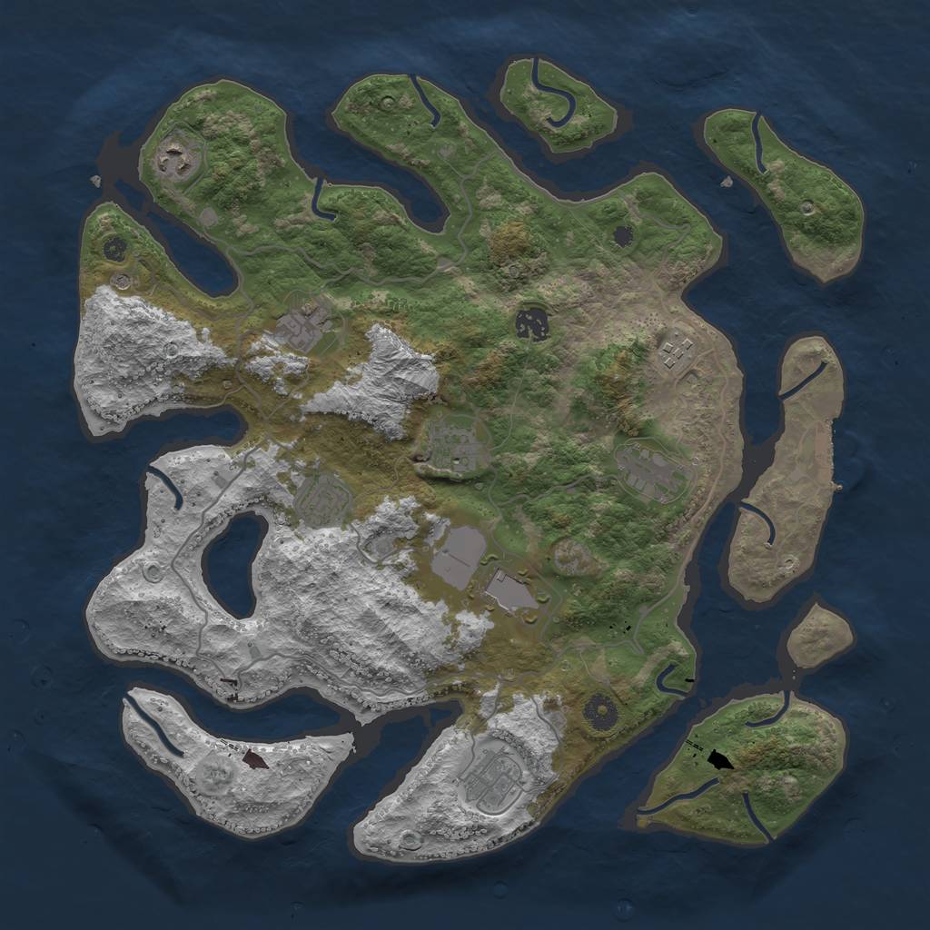 Rust Map: Procedural Map, Size: 4000, Seed: 9271880, 13 Monuments