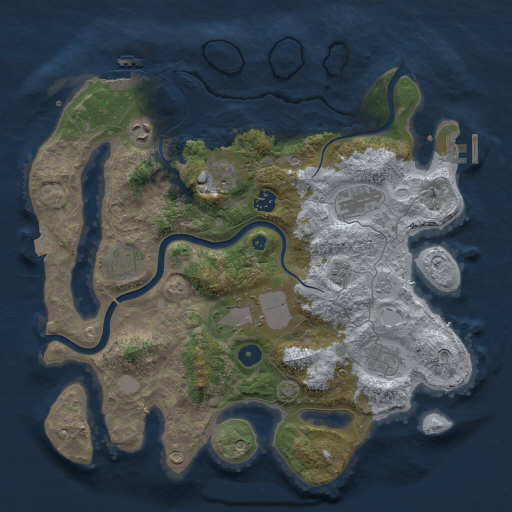 Rust Map: Procedural Map, Size: 3500, Seed: 347, 14 Monuments