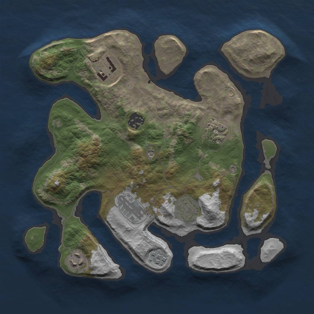 Rust Map: Barren, Size: 3000, Seed: 321, 10 Monuments
