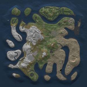 Thumbnail Rust Map: Procedural Map, Size: 3600, Seed: 10037, 9 Monuments