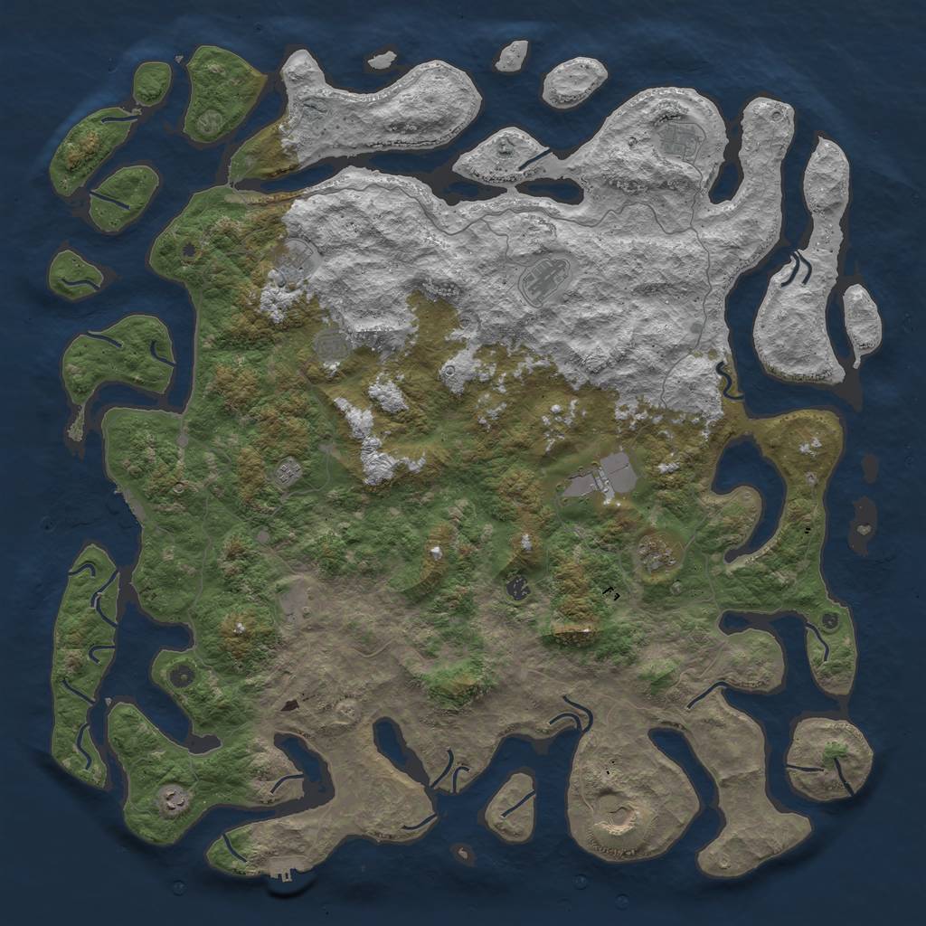 Rust Map: Procedural Map, Size: 6000, Seed: 98748377, 16 Monuments