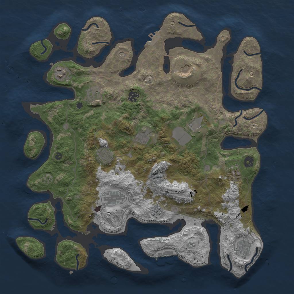 Rust Map: Procedural Map, Size: 4050, Seed: 368414588, 16 Monuments