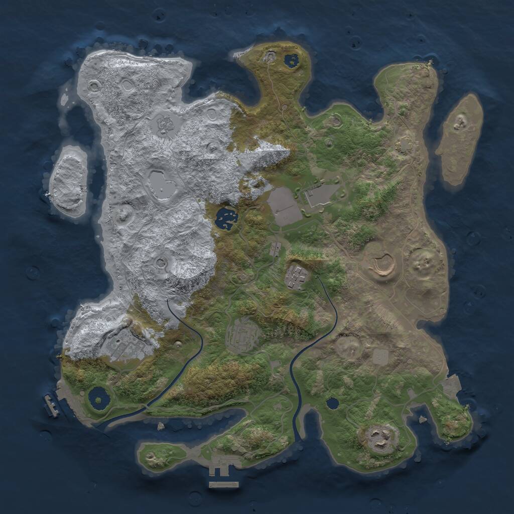 Rust Map: Procedural Map, Size: 3500, Seed: 93849, 13 Monuments