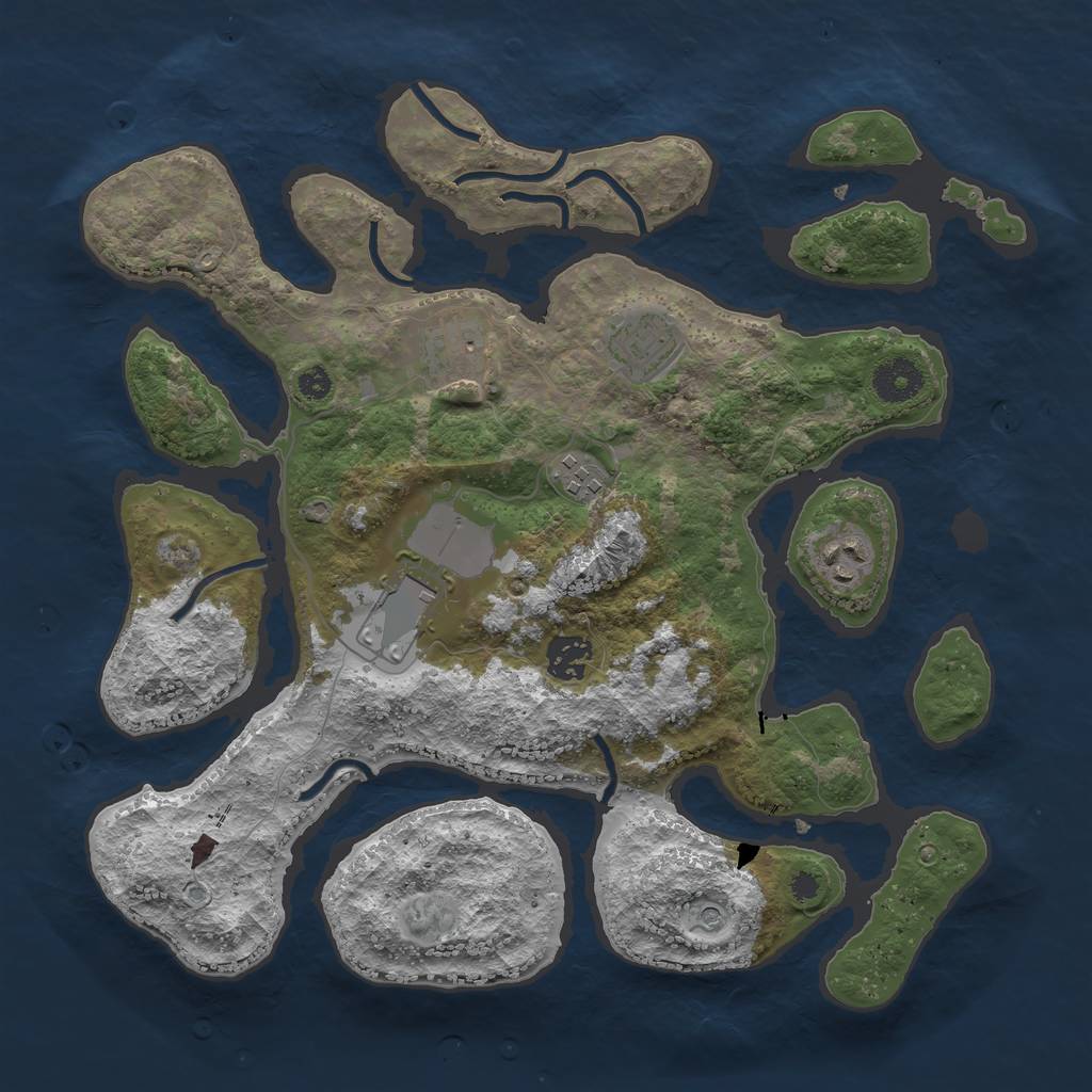 Rust Map: Procedural Map, Size: 3500, Seed: 78161987, 9 Monuments