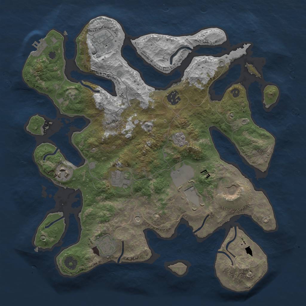 Rust Map: Procedural Map, Size: 3500, Seed: 2215489, 12 Monuments