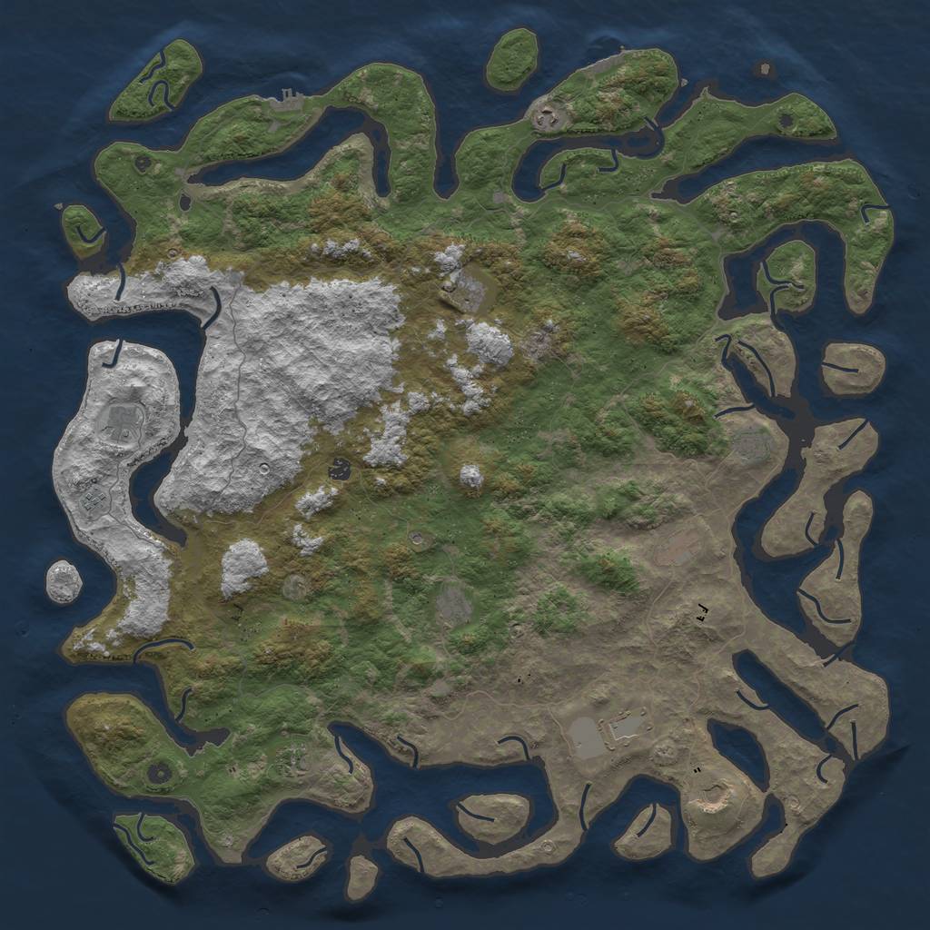 Rust Map: Procedural Map, Size: 6000, Seed: 691203, 16 Monuments