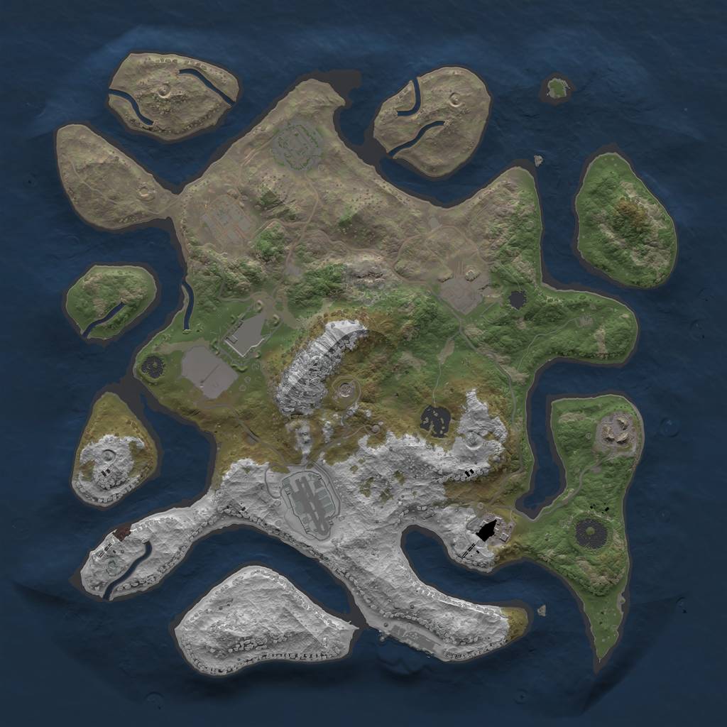 Rust Map: Procedural Map, Size: 3500, Seed: 893016727, 12 Monuments