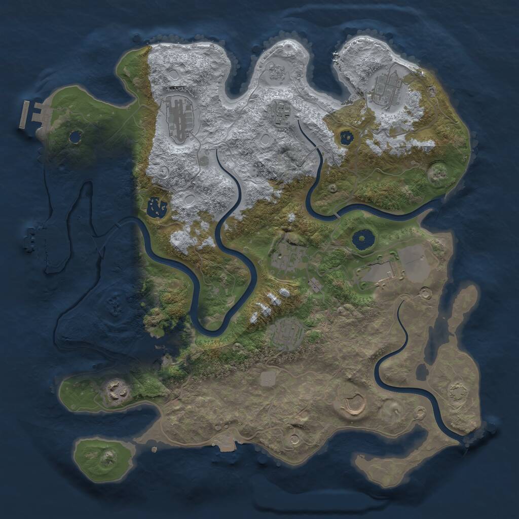 Rust Map: Procedural Map, Size: 3700, Seed: 20072021, 16 Monuments