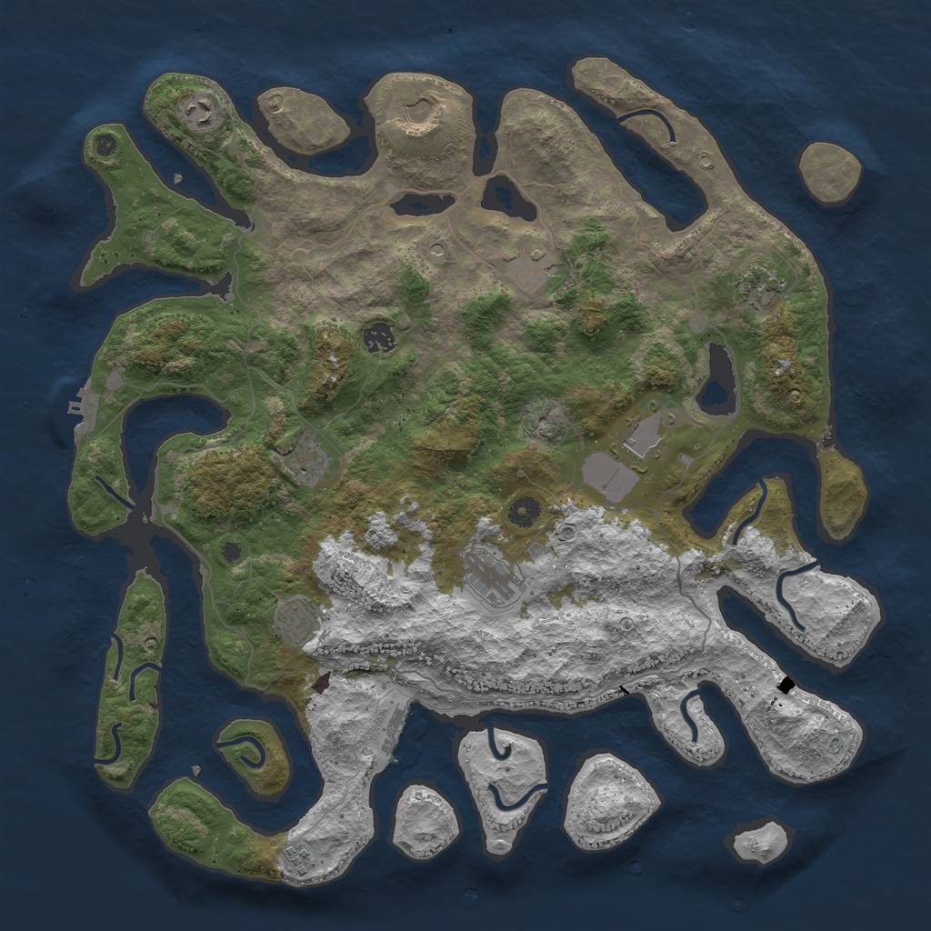 Rust Map: Procedural Map, Size: 4500, Seed: 1137006667, 15 Monuments