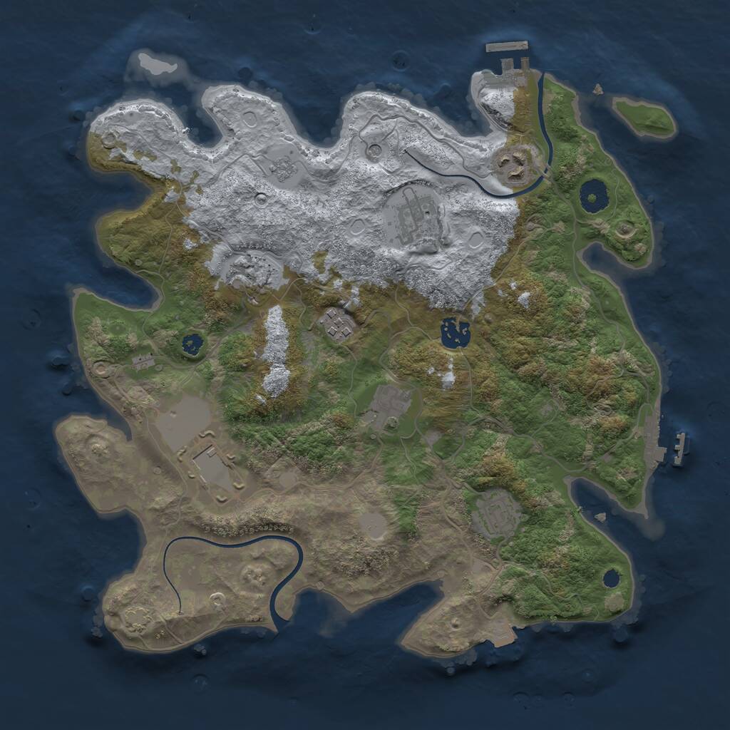 Rust Map: Procedural Map, Size: 3500, Seed: 221937, 14 Monuments