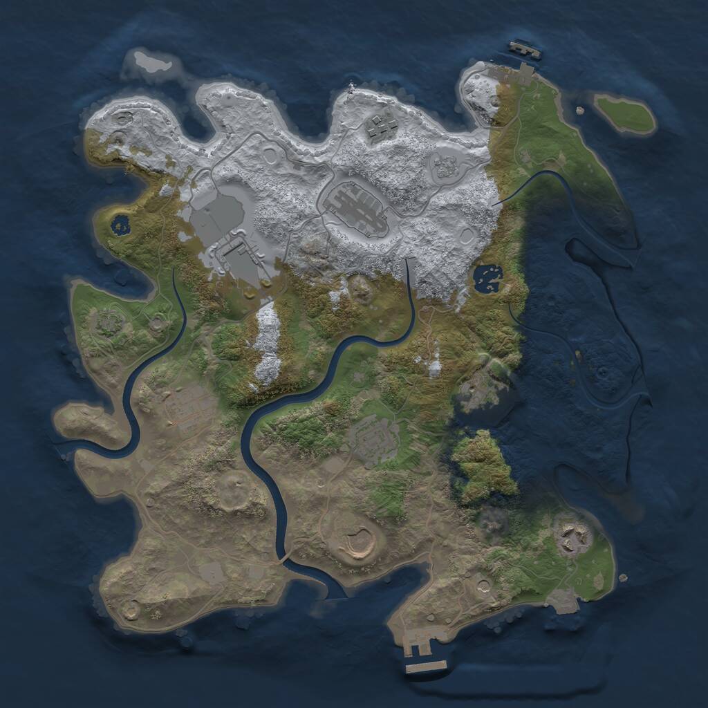 Rust Map: Procedural Map, Size: 3500, Seed: 221937, 15 Monuments