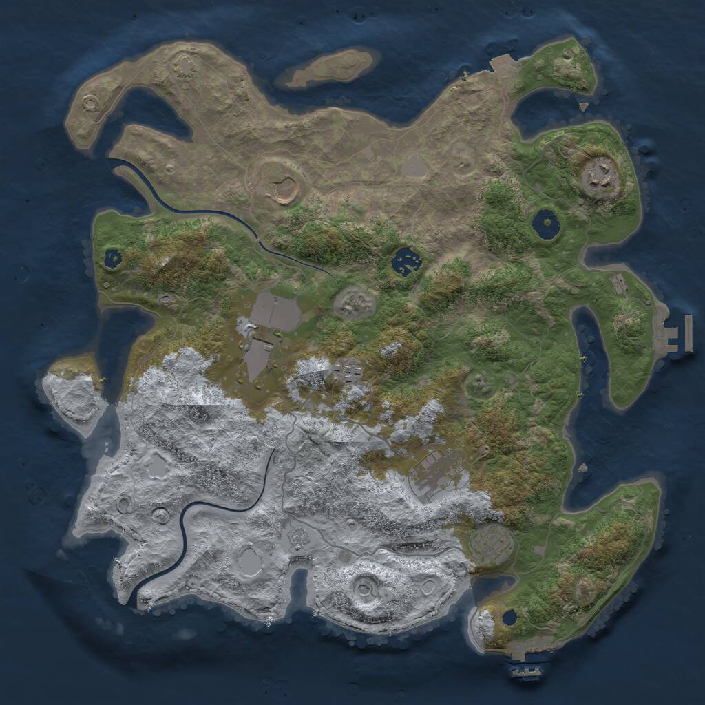 Rust Map: Procedural Map, Size: 3800, Seed: 45678934, 13 Monuments