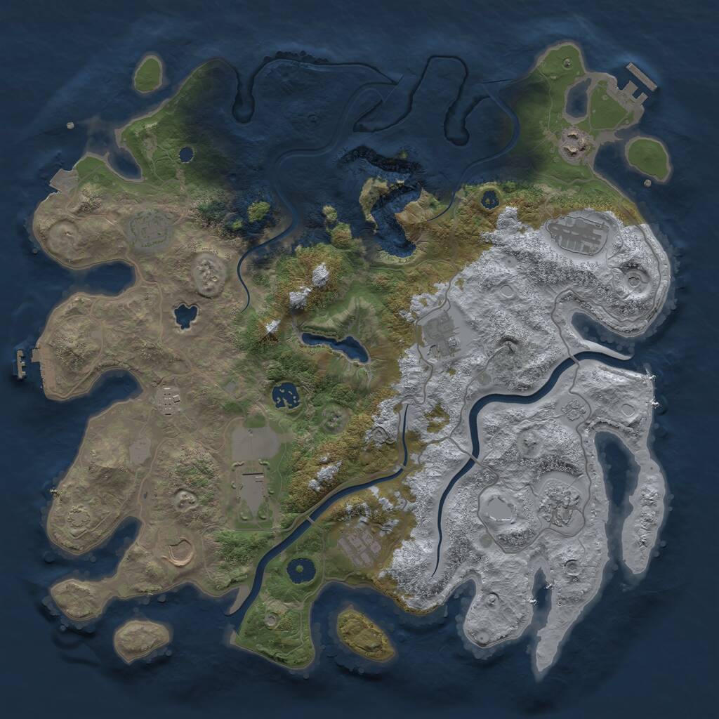 Rust Map: Procedural Map, Size: 4000, Seed: 6986, 16 Monuments