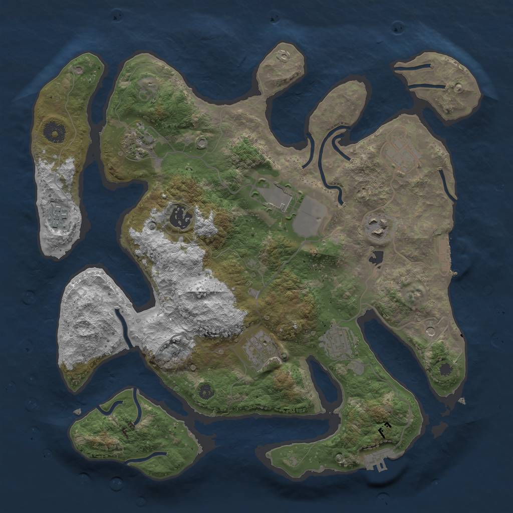 Rust Map: Procedural Map, Size: 3500, Seed: 58698989, 13 Monuments