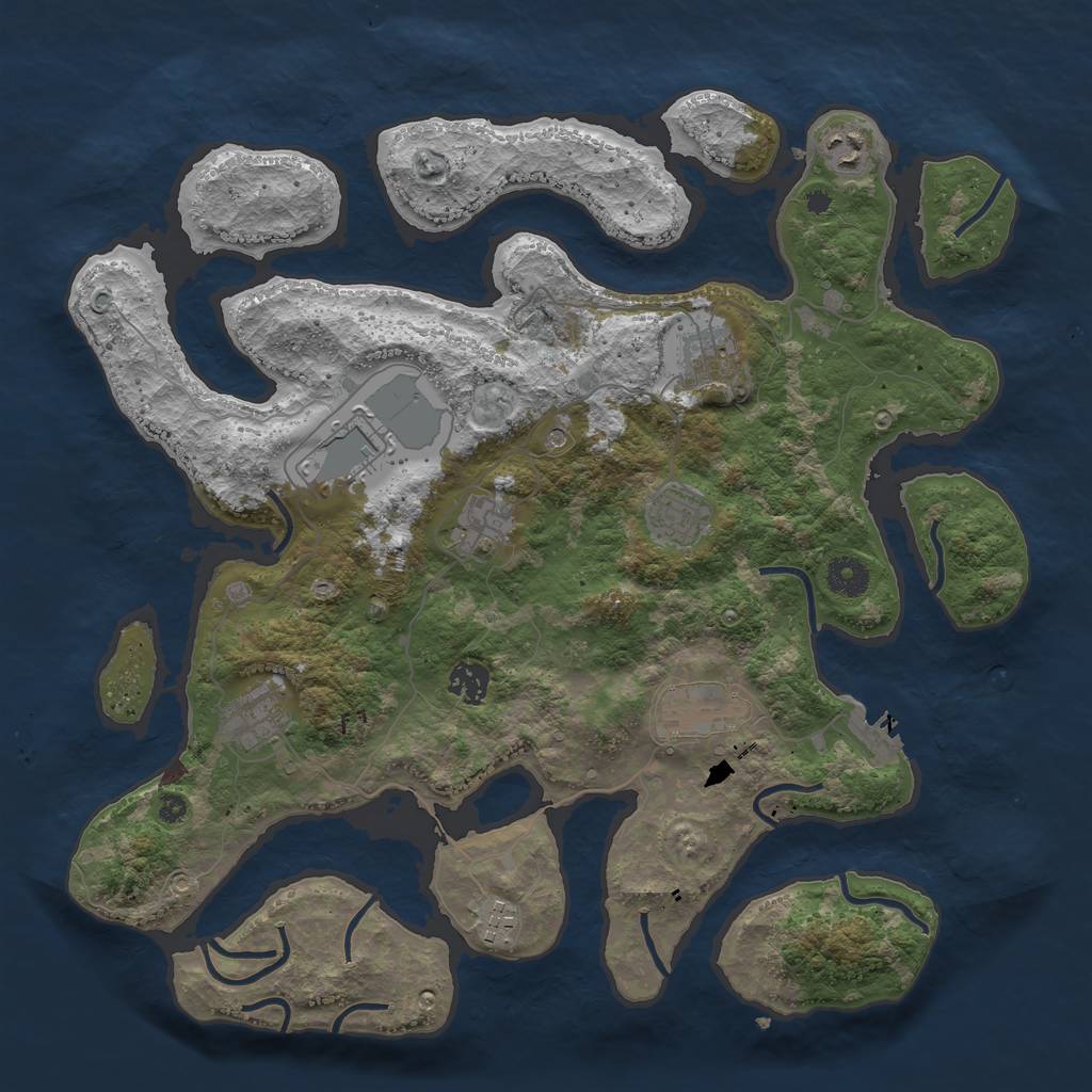 Rust Map: Procedural Map, Size: 3900, Seed: 283450746, 13 Monuments