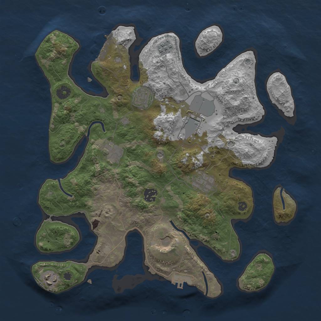 Rust Map: Procedural Map, Size: 3500, Seed: 25722, 13 Monuments