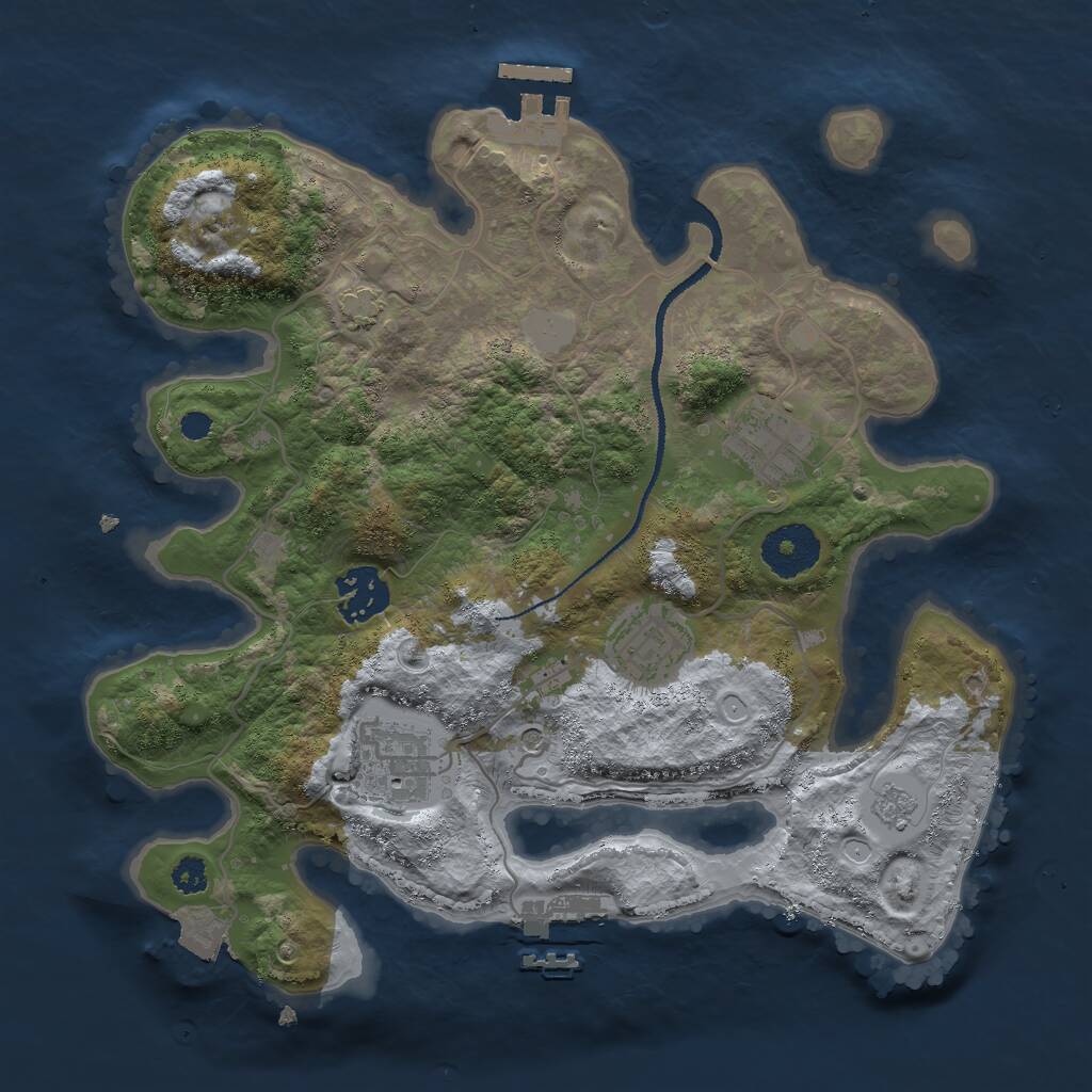 Rust Map: Procedural Map, Size: 3000, Seed: 348, 10 Monuments