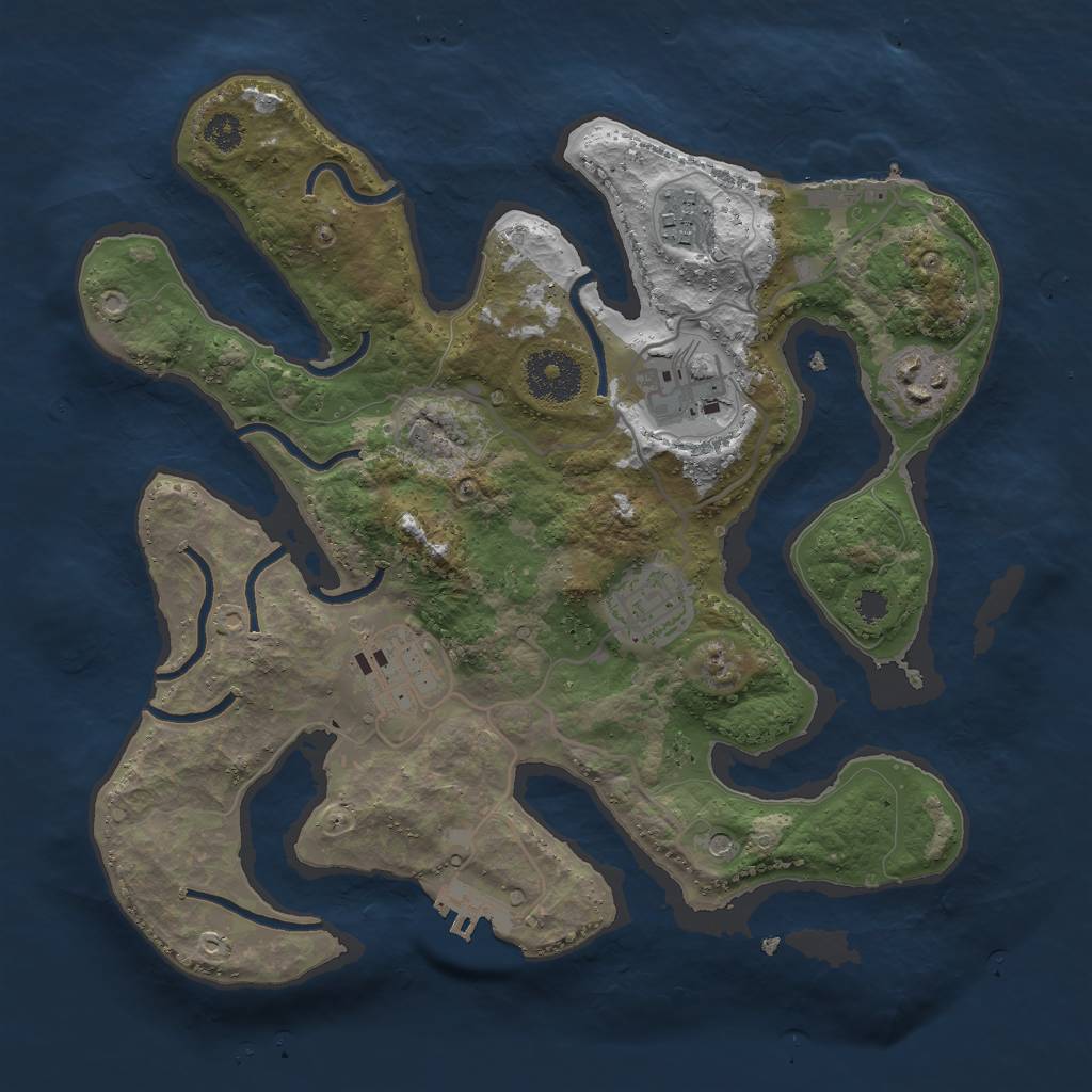 Rust Map: Procedural Map, Size: 3000, Seed: 732168528, 10 Monuments