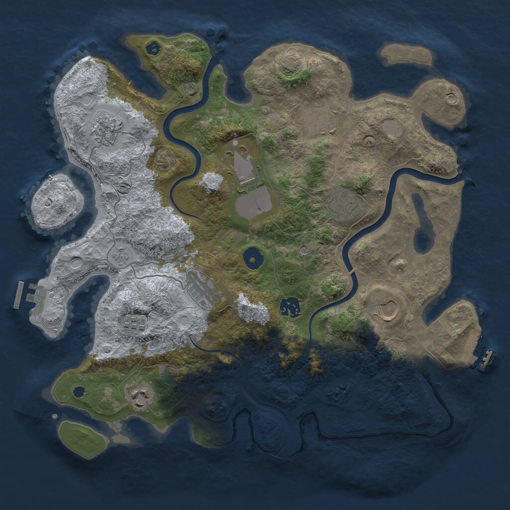 Rust Map: Procedural Map, Size: 3700, Seed: 724865367, 15 Monuments