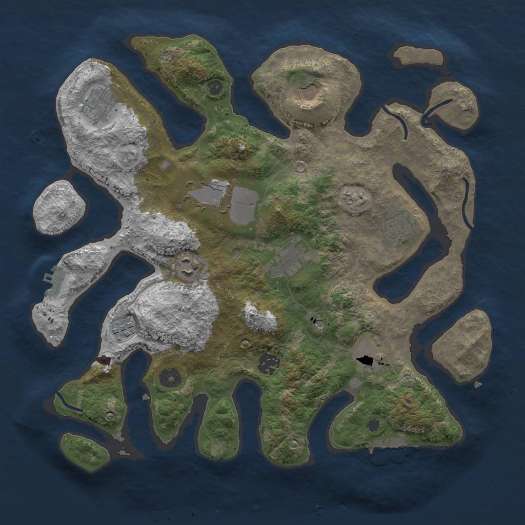 Rust Map: Procedural Map, Size: 3700, Seed: 724865367, 14 Monuments