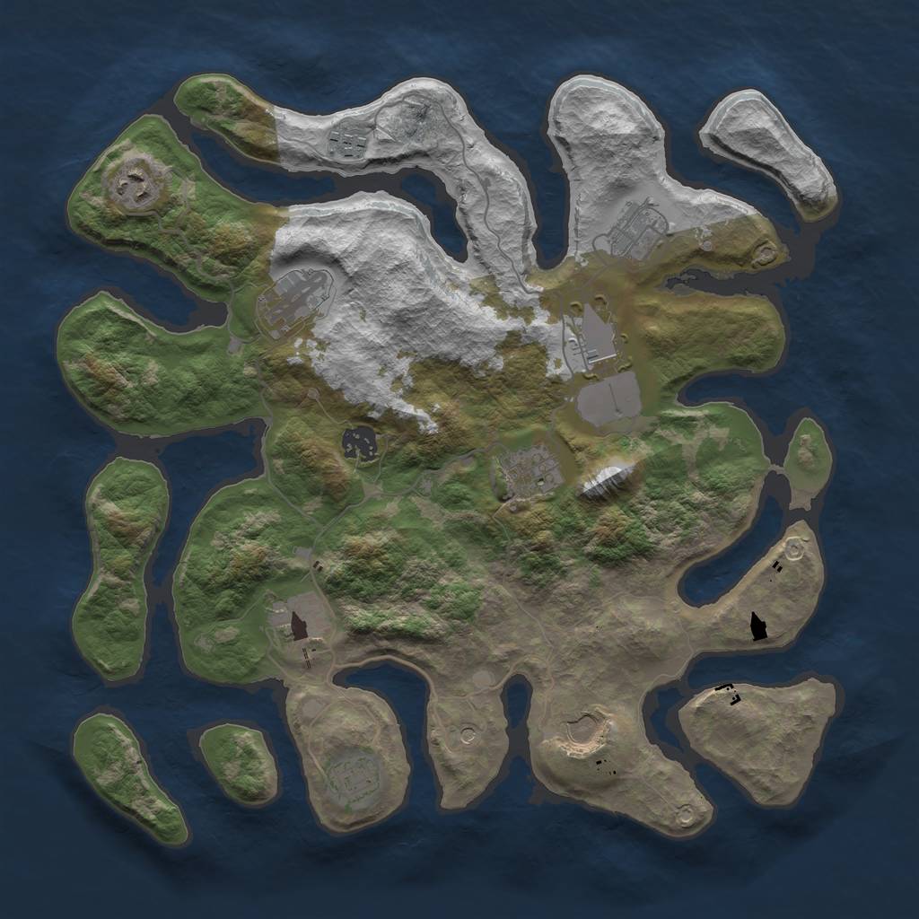 Rust Map: Barren, Size: 3750, Seed: 299, 13 Monuments