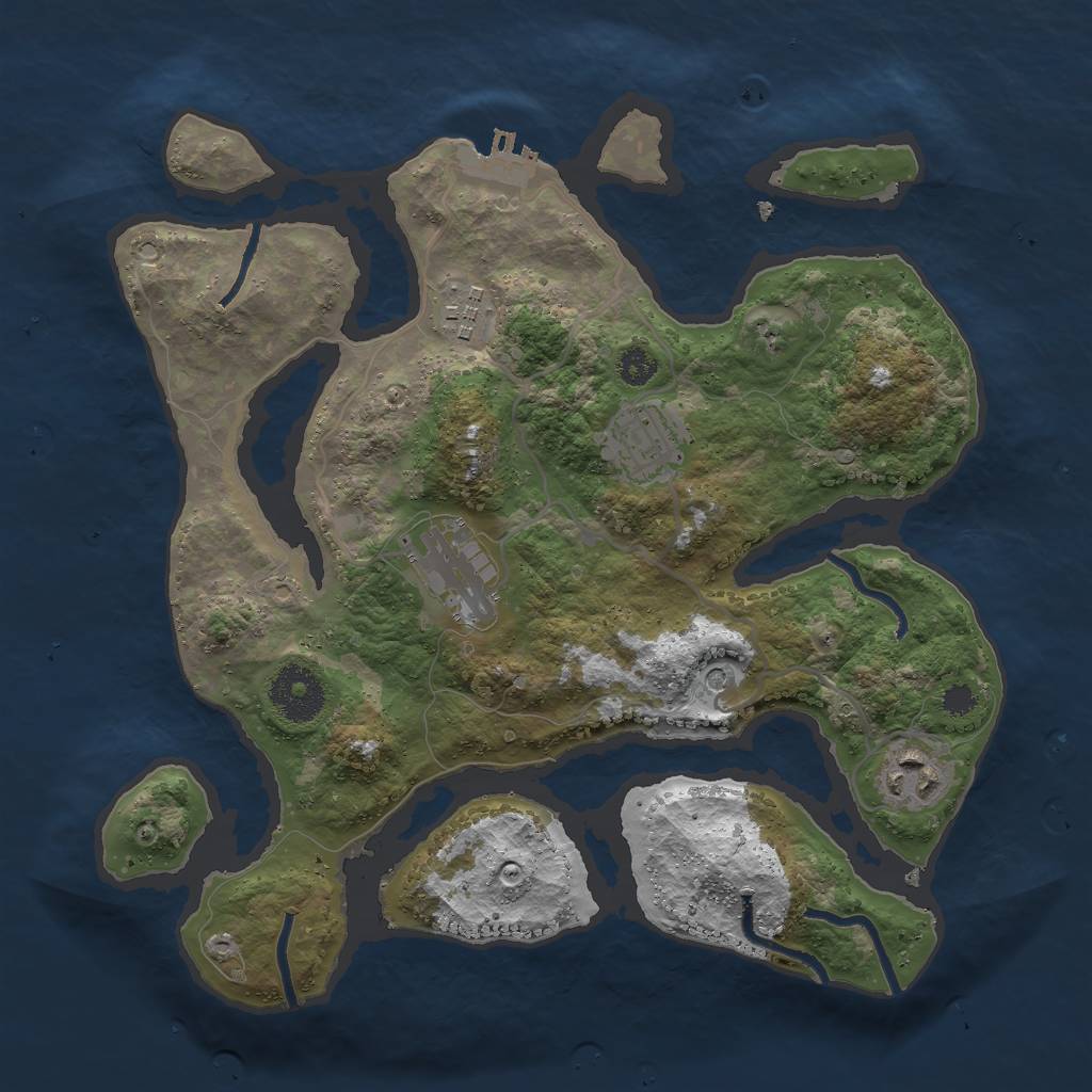 Rust Map: Procedural Map, Size: 3000, Seed: 29342, 8 Monuments