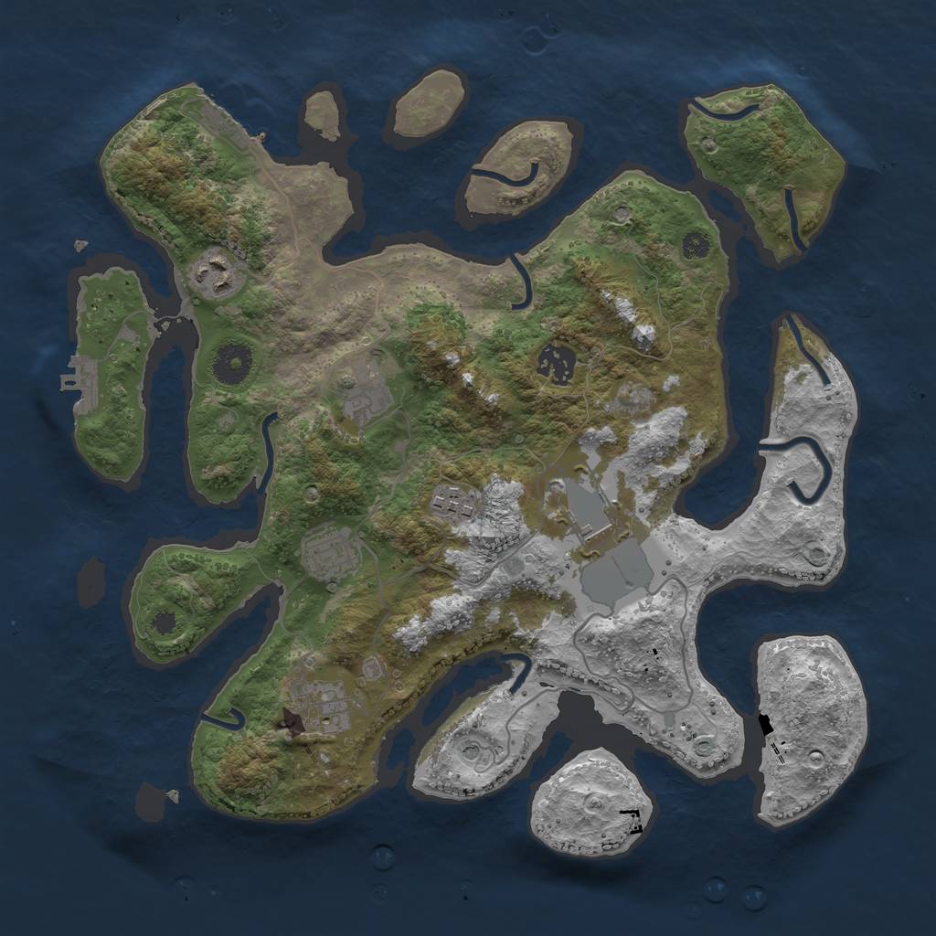 Rust Map: Procedural Map, Size: 3500, Seed: 121997, 12 Monuments