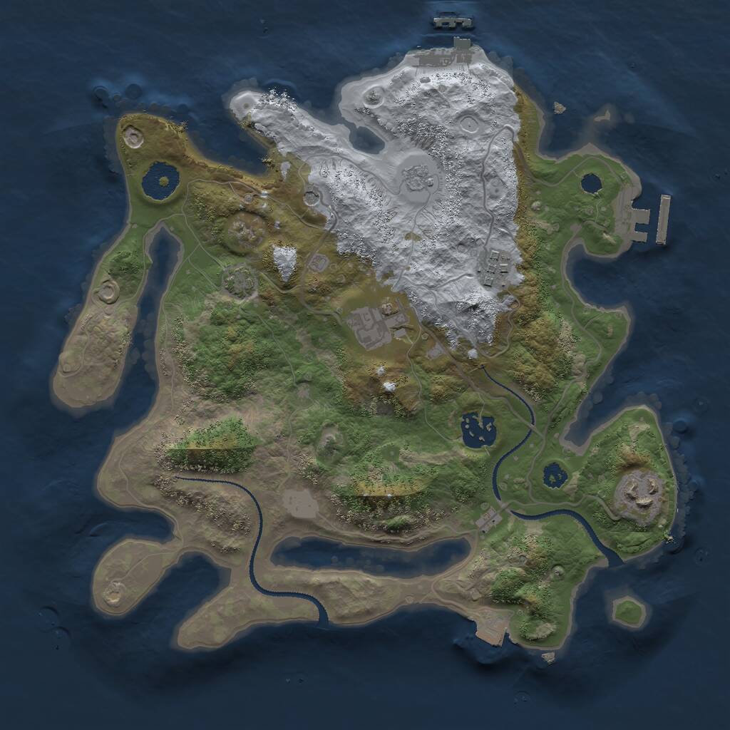 Rust Map: Procedural Map, Size: 3000, Seed: 11222, 10 Monuments