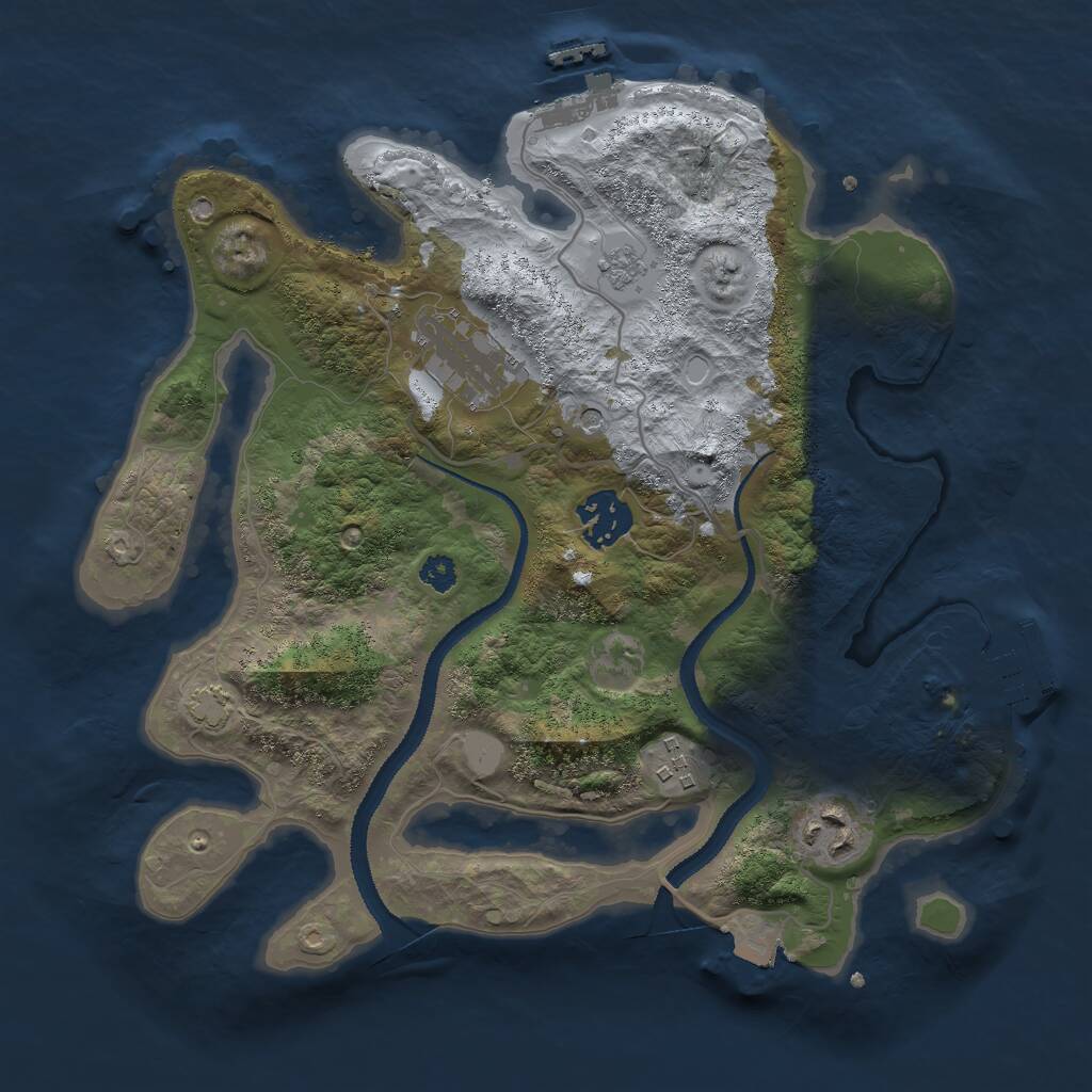 Rust Map: Procedural Map, Size: 3000, Seed: 11222, 10 Monuments