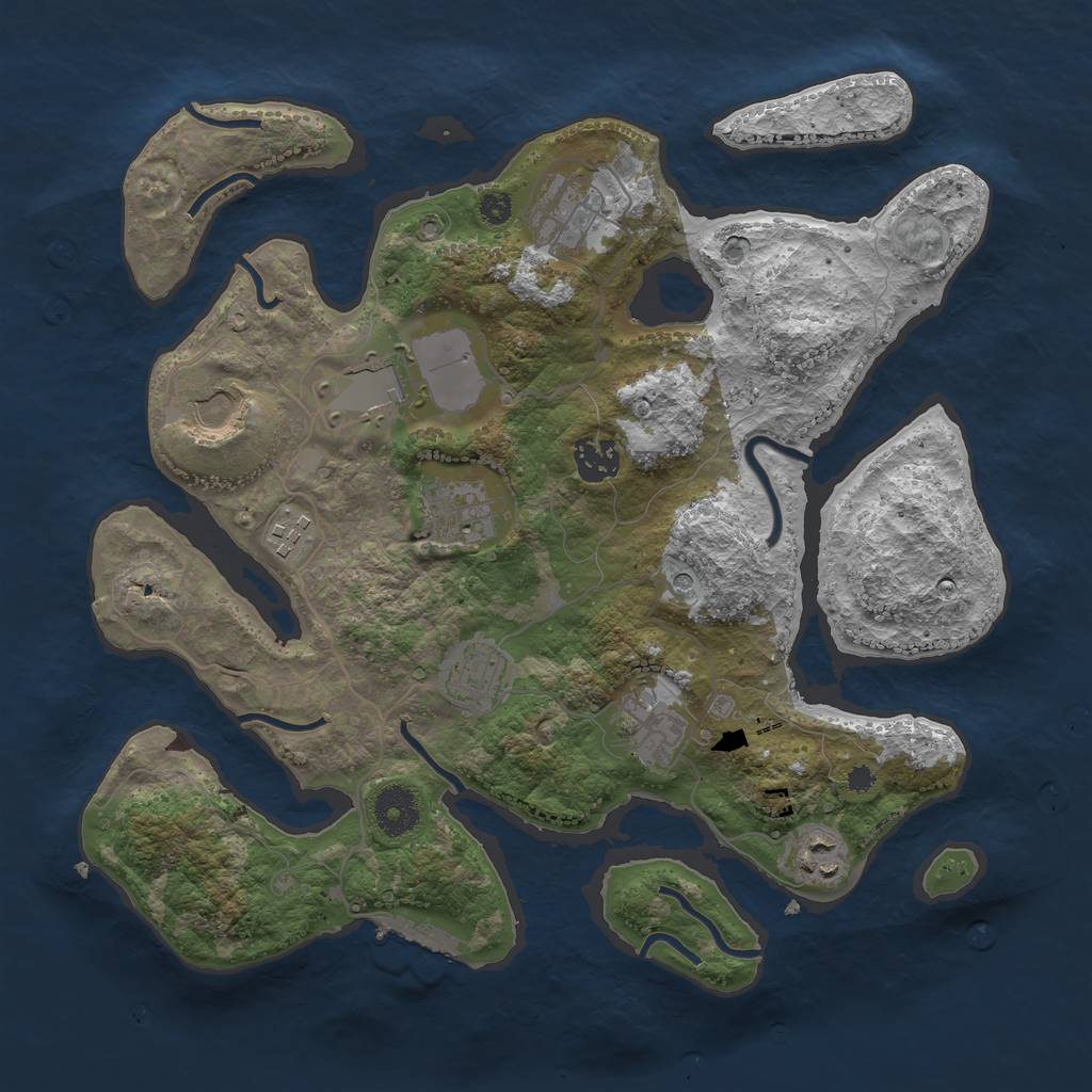 Rust Map: Procedural Map, Size: 3500, Seed: 9826, 13 Monuments