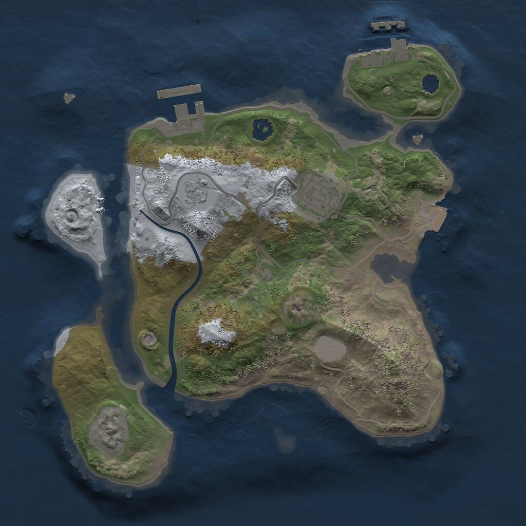 Rust Map: Procedural Map, Size: 2400, Seed: 3210, 5 Monuments